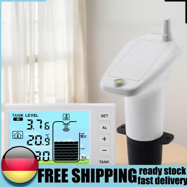 ULTRASONIC WATER TANK Liquid Depth Level Meter Temperature Sensor Time ...