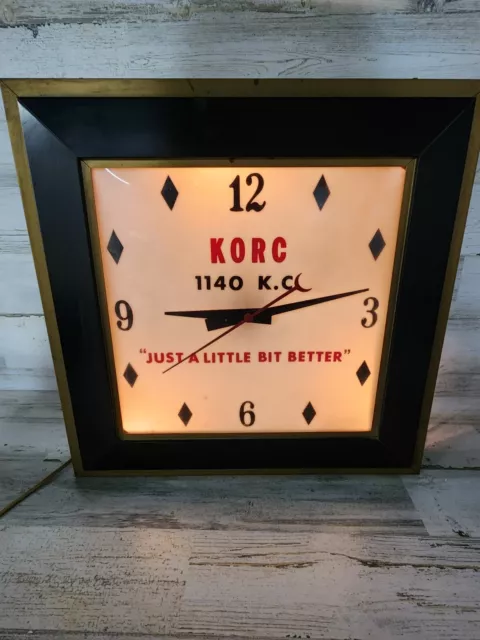 KORC 1140 K.C. Mineral Wells Texas Lighted Clock RARE Radio Just A Little Bit