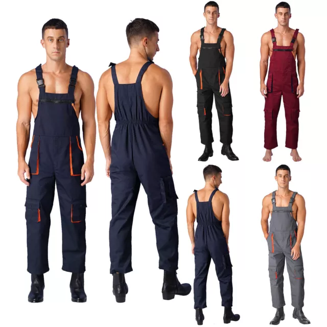 Mens Overalls Workwear Dungarees Fashion Brace S-4XL Suspender Male Jumpsuit