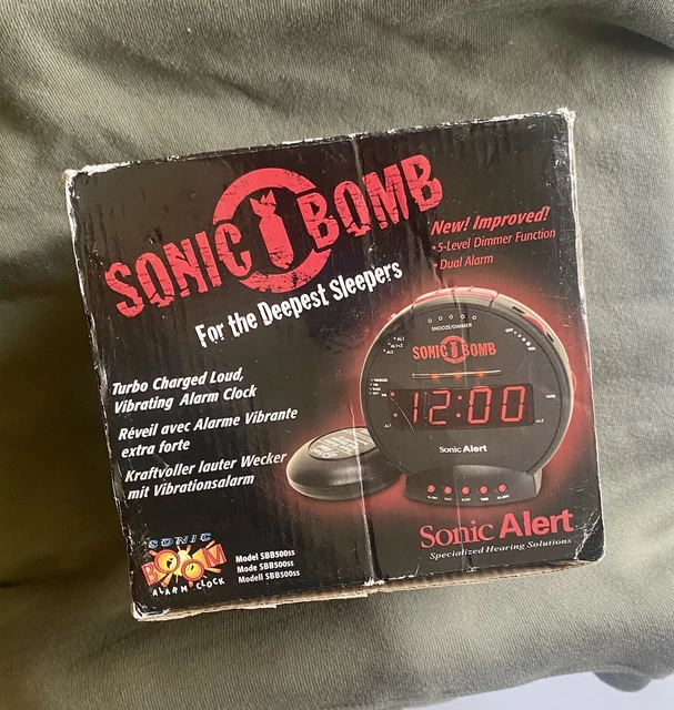 SONIC BOMB DUAL Extra Loud Alarm Clock with Bed Shaker, Black Sonic