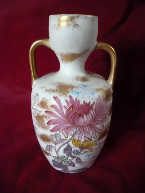 Franz Anton Mehlem Bonn Jugendstil Vase handgemalt Blüten Golderhöhungen