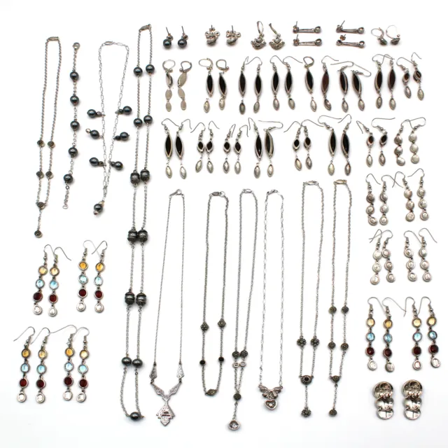 Lot of 43 Judith Jack Sterling Silver Multi-Stone Necklace Earrings Bracelet Set