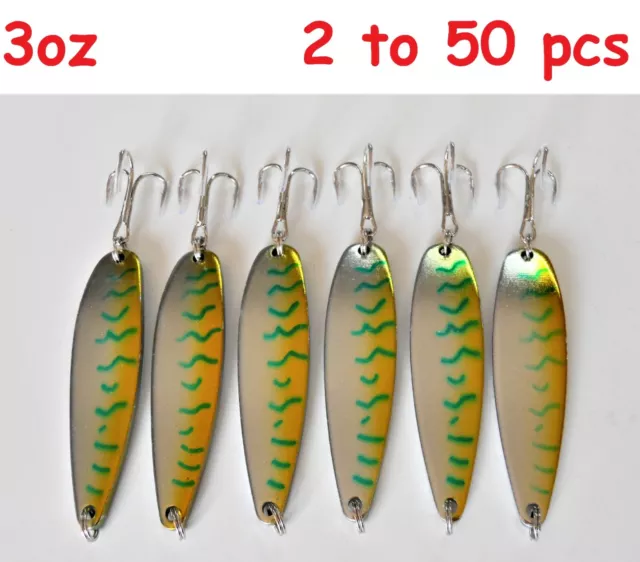 3 Pairs-1oz, 2oz, 3oz Casting Spoons Fishing Lures Gold Crocodile