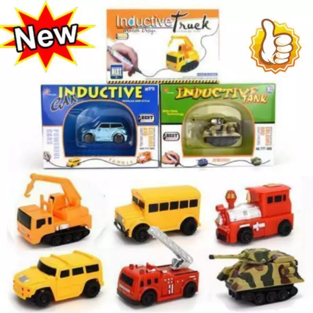 Magic Follow Any Drawn Line Pen Inductive Toy Car Truck Bus Tank Model-