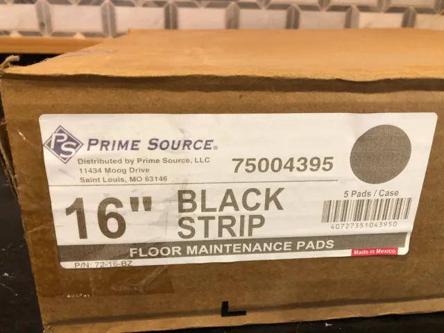 BOX of (5) 16" BLACK STRIP FLOOR MAINTENANCE PAD STRIPPING PADS Prime Source