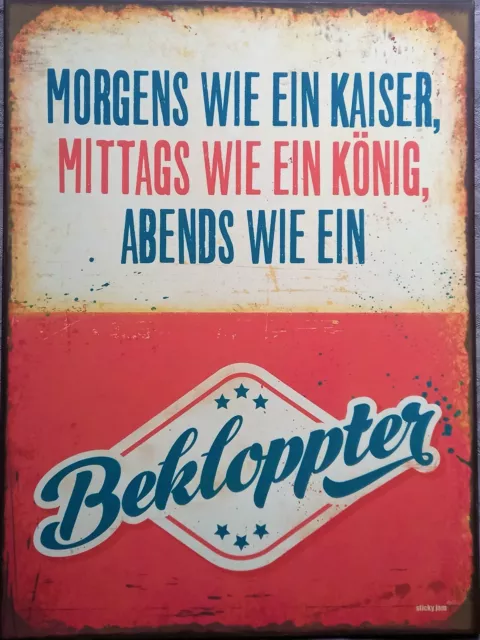 🌞 Sticky jam Retro Blechschild "BEKLOPPTER " 26x35 cm * unbenutzt * Aufhänger