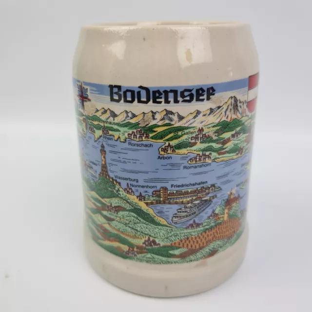 TAZZA BOCCALE BICCHIERE x BIRRA CERAMICA Lago di Costanza Soprammobile Souvenir 3