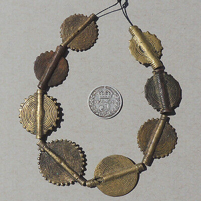 8 antique old lost wax cast brass sun beads ashanti ghana #96