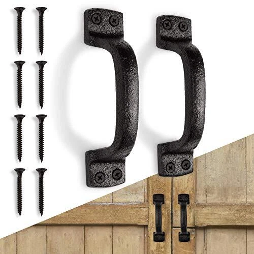 Barn Door Handles (Set of 2) Black Rustic Cast Iron Gate Handles