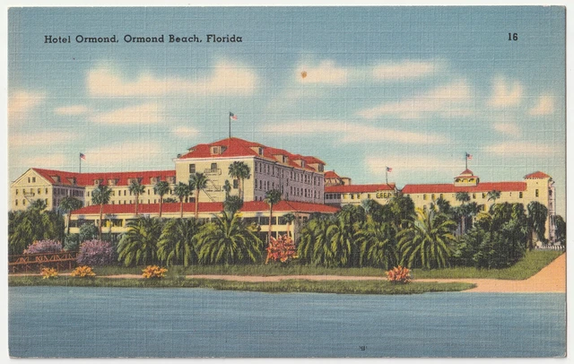 c1930s~Hotel Ormond~Halifax River~Ormond Beach Florida FL~VTG Linen Postcard