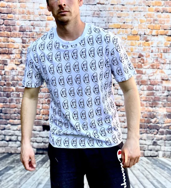 Alexander McQueen White TShirt Men’s Size XL Round Neck Printed Repeat Logo