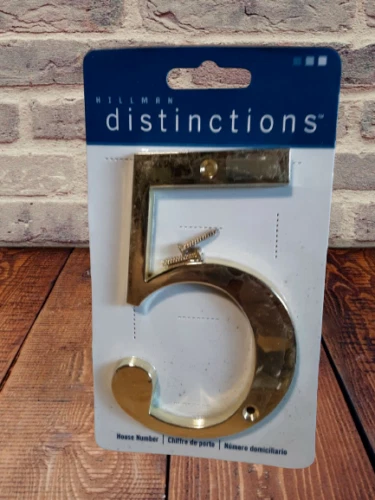 Hillman Distinctions #5 Casa de latón pulido 5" número dirección de metal