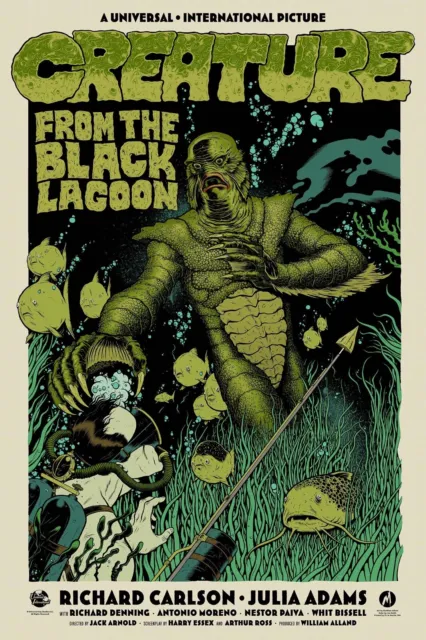 Creature from the Black Lagoon Matthew Allison MONDO Poster Print Green Mondo