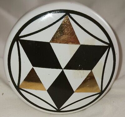 Vtg White Porcelain Door Knob Star of David Jewish No Cracks/Chips Glass Brass
