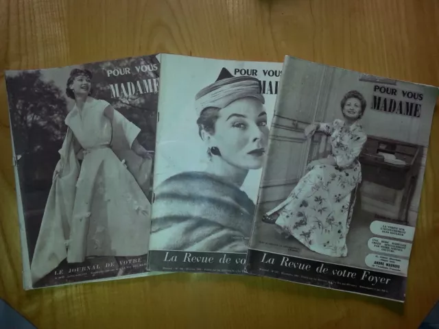 Lot de 3 revues -- "Pour vous Madame" 1953