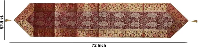 Silk Brocade Birthday Kitchen Decor Embroidery Work Table Runner 14"X72 Inch