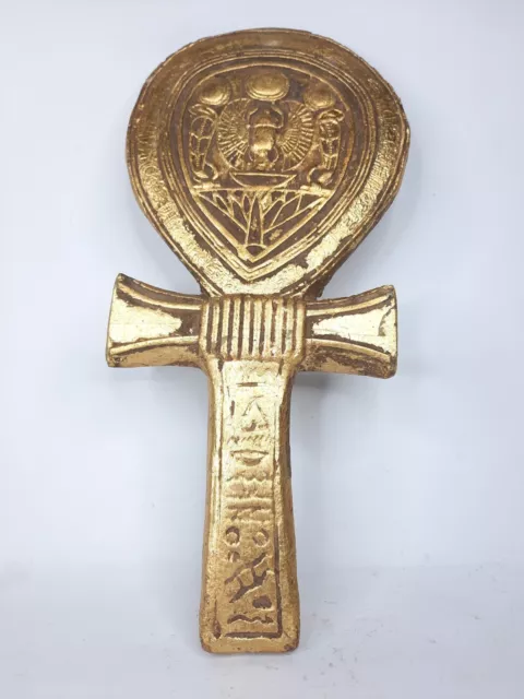 RARE ANCIENT EGYPTIAN ANTIQUE Ankh Key of Life Symbol Winged Scarab Handmade