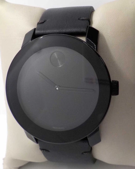 Movado Bold Black Museum Dial Black Leather Men's Watch 3600306 $495.00