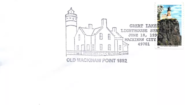 Special Pictorial Postmark Cancel Lighthouse Series Old Mackinaw Point 1995