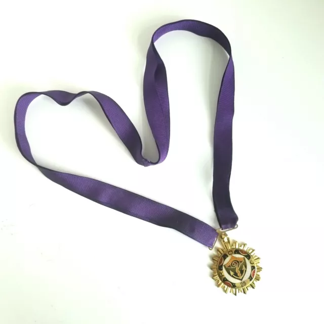Vintage Royal Order of Jesters Medal Court 25 Purple Ribbon Enameled Medallion