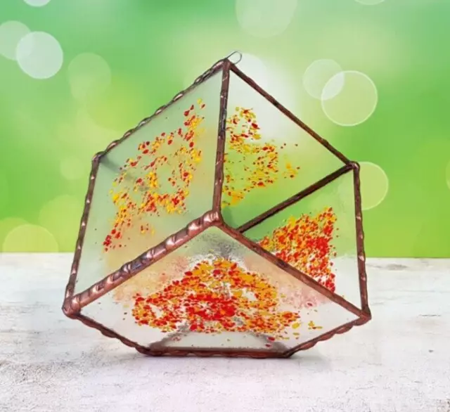 Stained Glass Terrarium Cube Geometric Transparent 2 mm Planter For Indoor