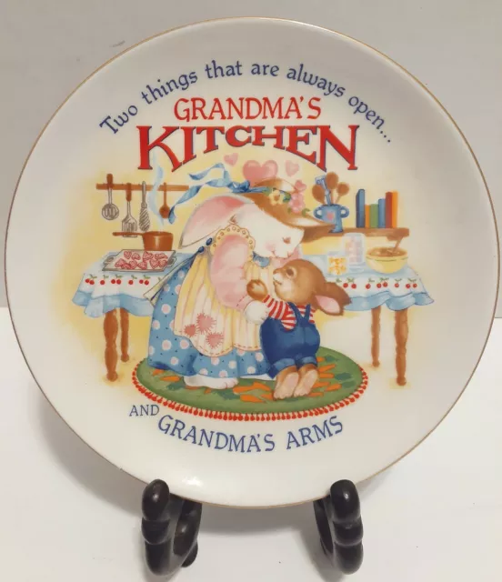 Heirloom Editions by Paula Gold-Rimmed Porcelain Plate Grandma’s Kitchen Rabbits
