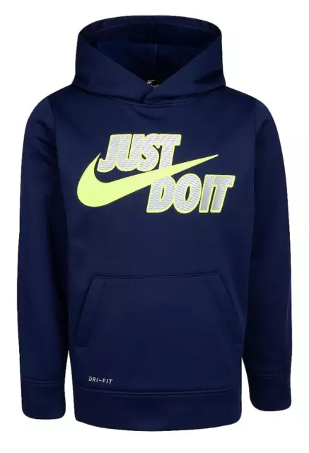 NWT Nike Boys Sz 5 Navy Dri-Fit Therma Fleece Pullover Hoodie