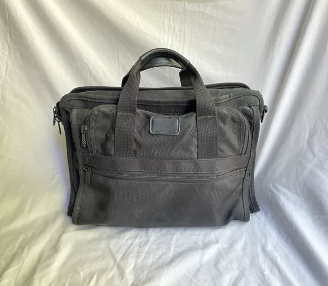 TUMI Black Ballistic Nylon Slim Zip Briefcase Laptop Carry On Computer Bag
