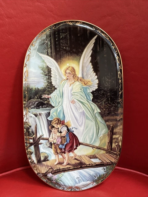 1995 German Bradford Exchange “ Behuteter Heimweg” Collectors Oval Angel Plate