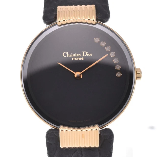 Christian Dior Bagira BlackMoon 46 153-4 7P Diamond Quartz Ladies Watch I#125939