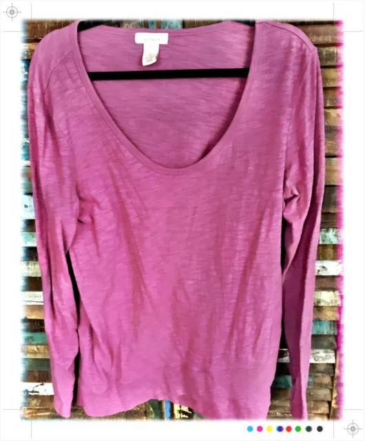 Sundance Split Hem Tunic Top Womens Long Sleeve Cotton Berry Size Large