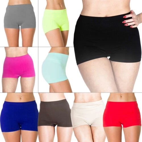 Femmes Uni Short Boxer Taille Haute sans Couture Stretch sous-Vêtement Lot M XXL