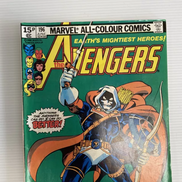 The Avengers #196 1980 VG/FN 1st Appearance of Taskmaster Pence Copy 2