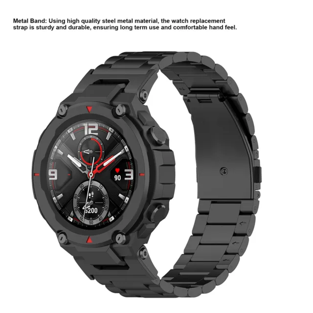 (Black)Aeun Steel Strap Stylish Smartwatch Metal Band Comfortable Replacement