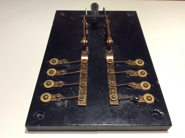 Vtg Penn Electric & Mfg. Copper Knife Switch Slate Panel Steampunk Frankenstein Vtg Penn Electric & Mfg. Copper Knife Switch Slate Panel Steampunk Frankenstein