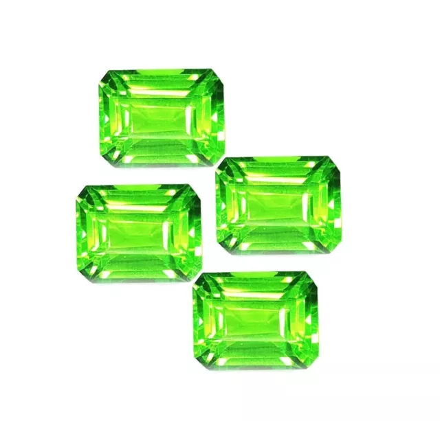 8-10 Cts Certified Peridot Loose Gemstone Octagon Cut Faceted Genuine 4 Pcs