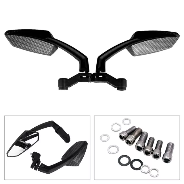 2pcs 8/10mm Wing Side Mirrors Rearview For Universal Motorcycle Scooter Black