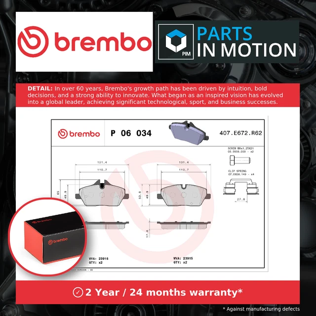 Brembo Front Brake Pads P85167 – Prime Line Set For Audi/VW/Mando, 2Q0698151B/C/E/G