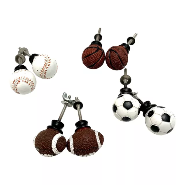 SET of 8 Sports Balls Kids Cabinet Knob Drawer Pulls With Hardware basketball