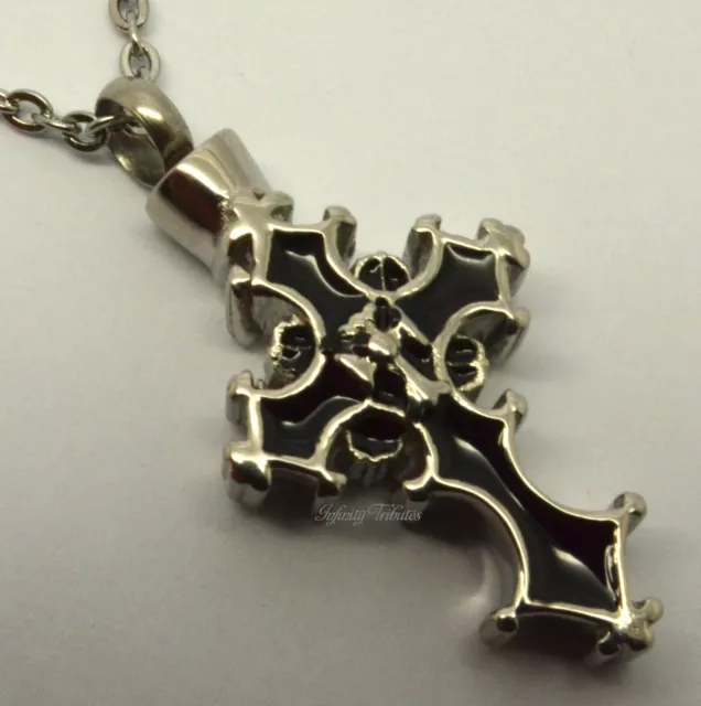 Cross Cremation Urn Pendant Keepsake Necklace - Tribal Crucifix