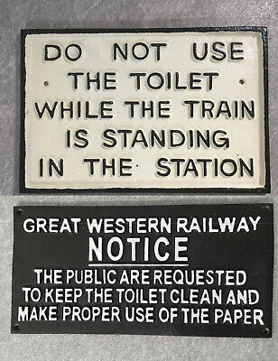 Railway Toilet Signs x2 Do Not Use Toilet GWR Notice Large Repro Plaques