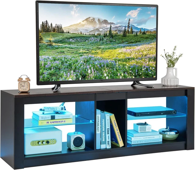 Mobile Porta TV VidaXL Con Luci LED Nero - 120x35x40 Cm, Per Salotto Moderno - Foto 2