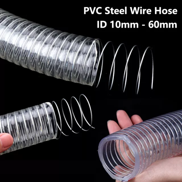 ID 10-60mm Heavy Duty Braided Steel Wire Reinforced Clear Flexible PVC Hose Pipe