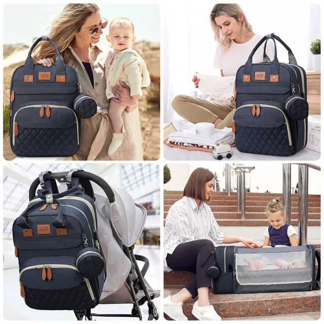Diaper Bag Backpack Baby Changing Travel with Waterproof Large USB Charge