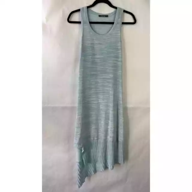 Sleeveless Knit Midi Dress Heathered Blue Womens Size Small Asymmetric Hem