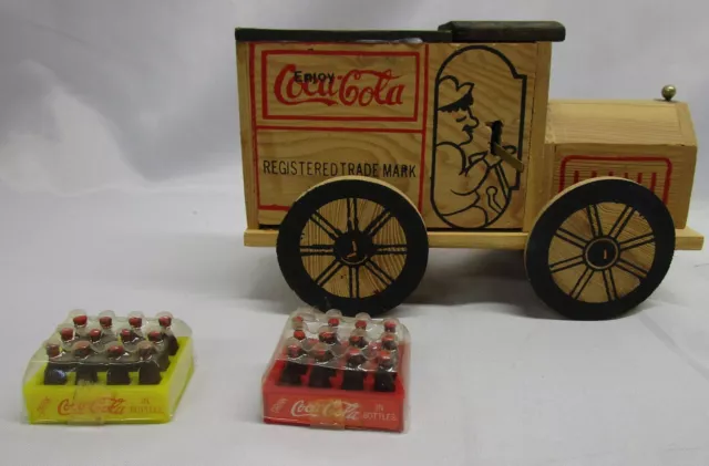 Vintage Wooden Coke Delivery Truck with Miniature Cases of Coke 8" Long