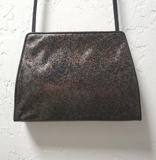 SALVATORE FERRAGAMO Vintage Retro Print Leather Shoulder Bag Crossbody Purse