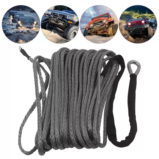 15m*5mm Synthetic Winch Line Cable Rope 2.5 Tons Emergency Towing Straps ATV Car
