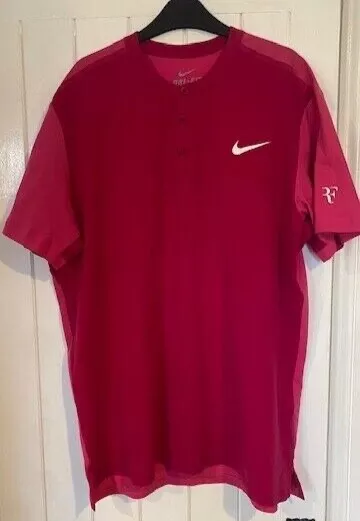 Nike Roger Federer 2015 Cincinnati Open RF Henley Polo Shirt XL - Pink