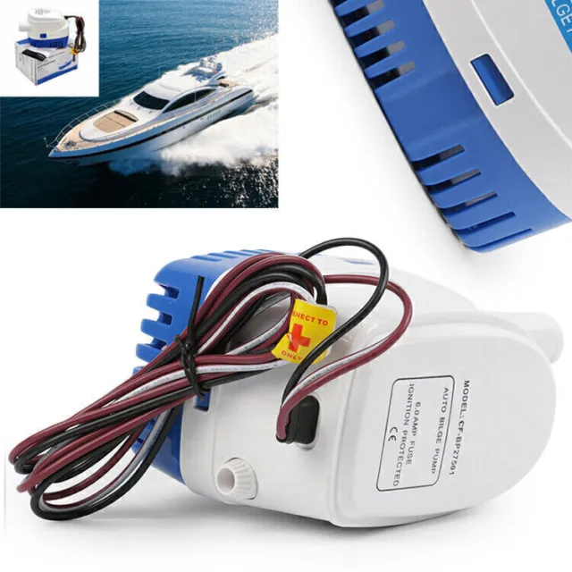 600GPH Boat 12V Marine Automatic Submersible Bilge Water Pump Float Switch